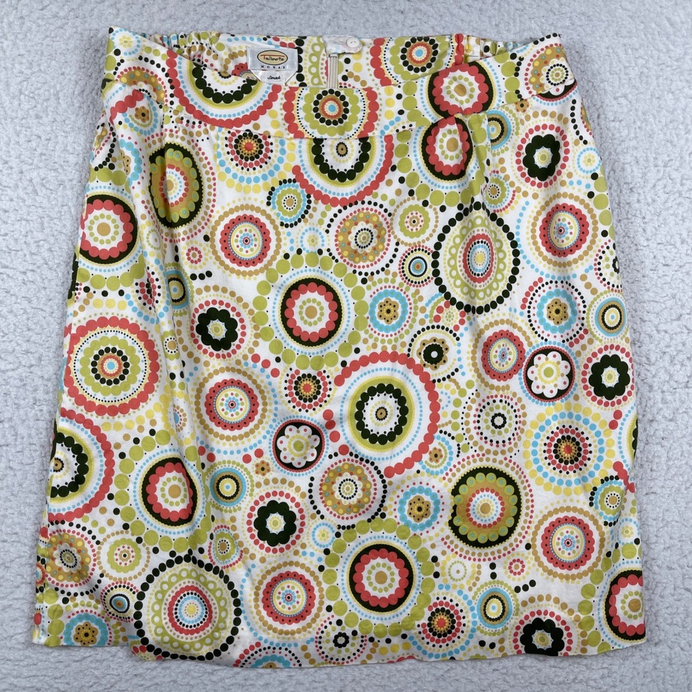 Talbots Pencil Skirt Womens 18W Multi-Color Geometric Circle Cotton Blend